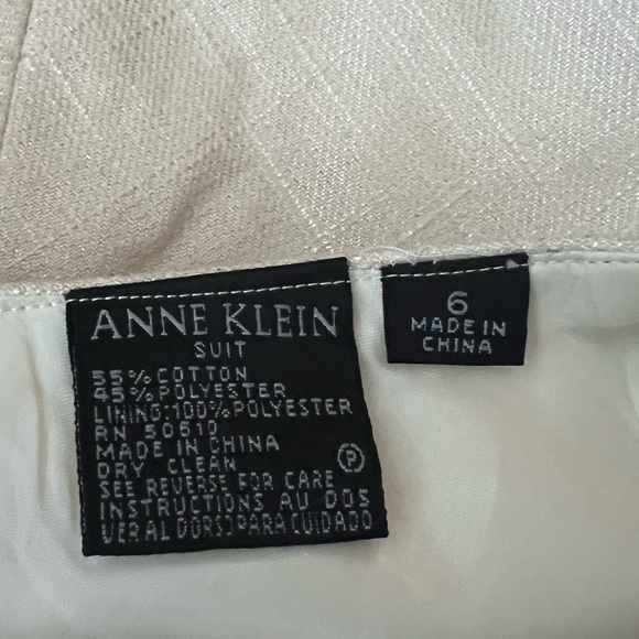 Anne Klein Suit Metallic Beige Textured Skirt Size 6 - Picture 11 of 12